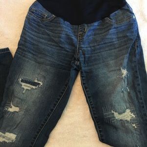 Maternity Blue Jeans, distressed, ankle skinny